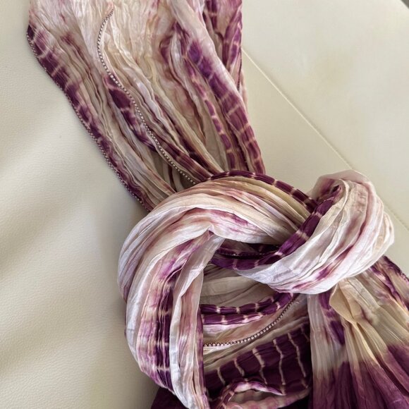 New Purple Tie-Dye Silky Scarf - Picture 5 of 6